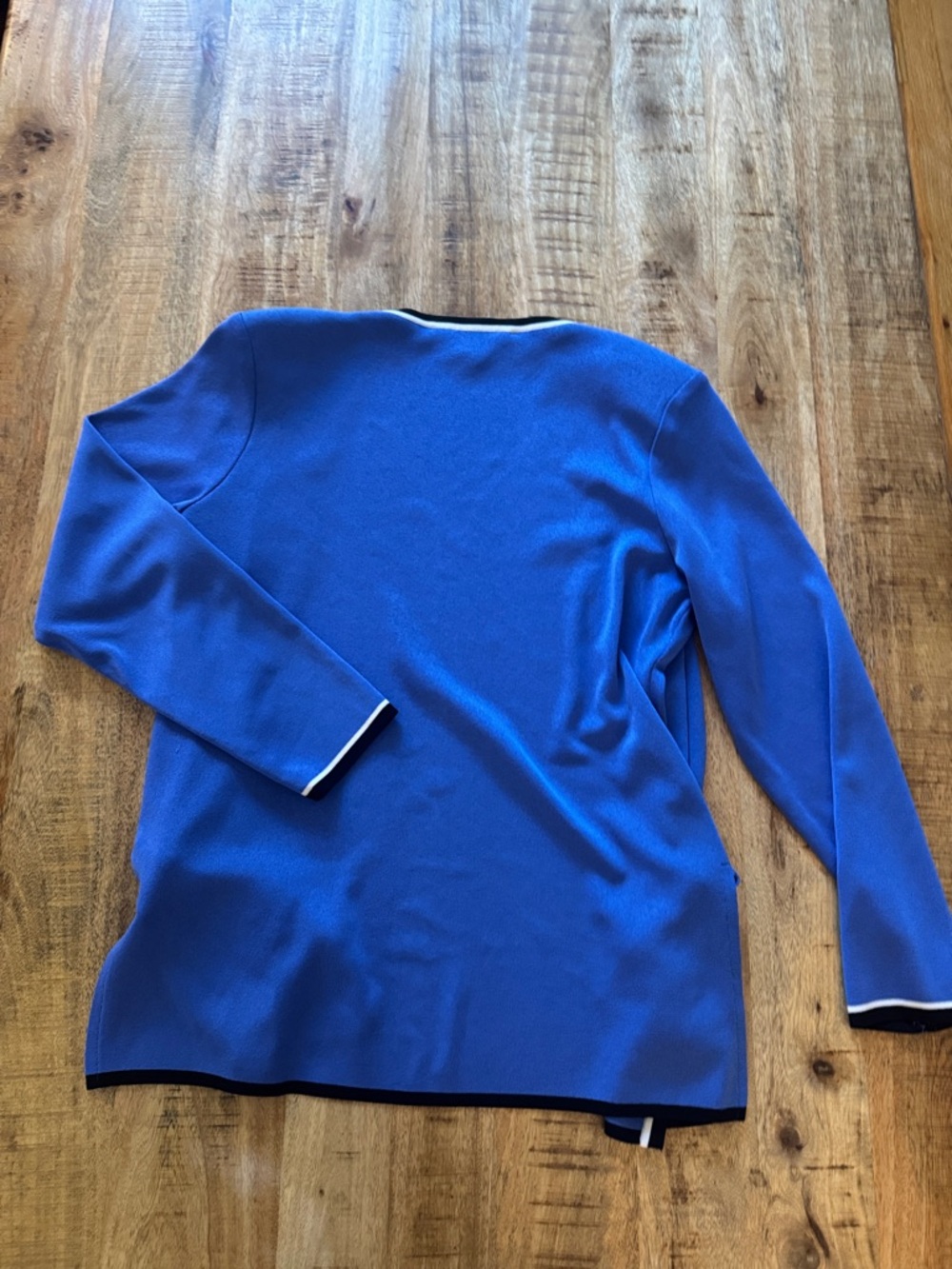 Exclusively Misook Petite Royal Blue Cardigan with Black & White Trim Medium - Picture 8 of 8